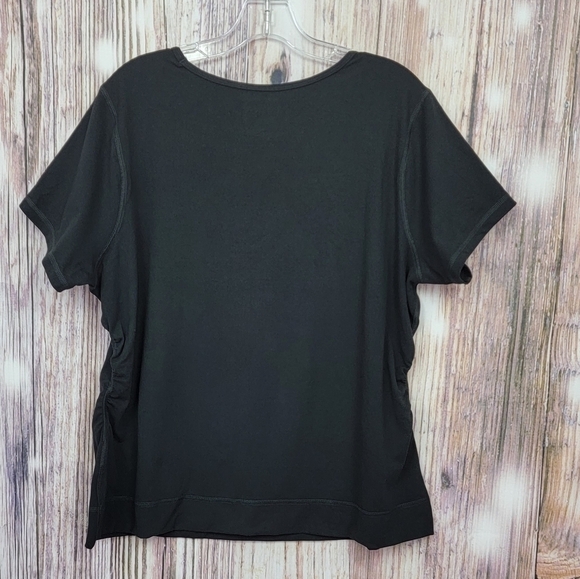 Susan Lucci Collection Black Peekaboo Cap Sleeve Tee Shirt Size 1X - Picture 6 of 12
